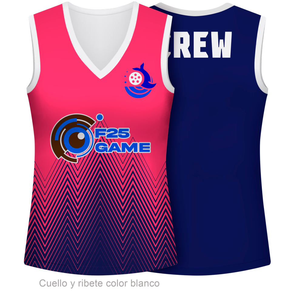 Camiseta para eventos sin mangas de mujer 100% fullprint personalizada