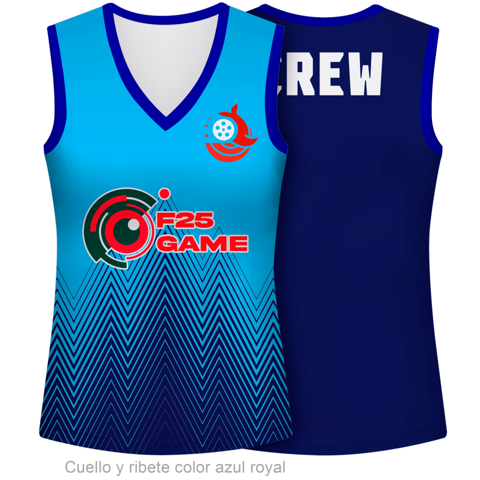 Camiseta para eventos sin mangas de mujer 100% fullprint personalizada