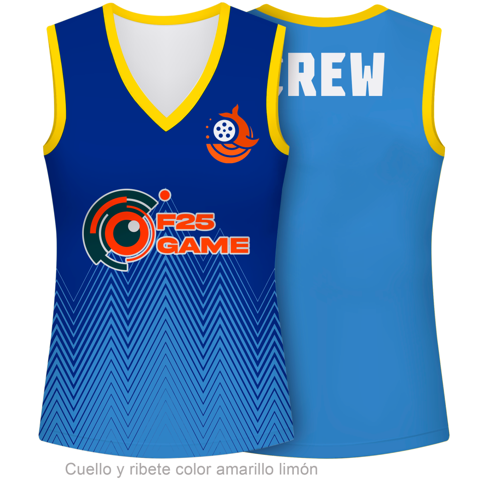 Camiseta para eventos sin mangas de mujer 100% fullprint personalizada