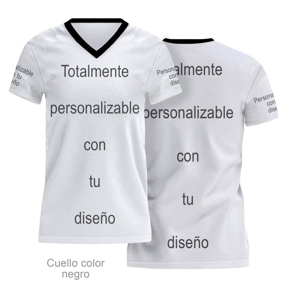 Camiseta para eventos cuello pico de mujer 100% fullprint personalizada