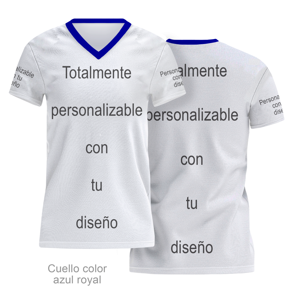 Camiseta para eventos cuello pico de mujer 100% fullprint personalizada