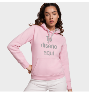 Sudadera mujer con capucha bicolor personalizada