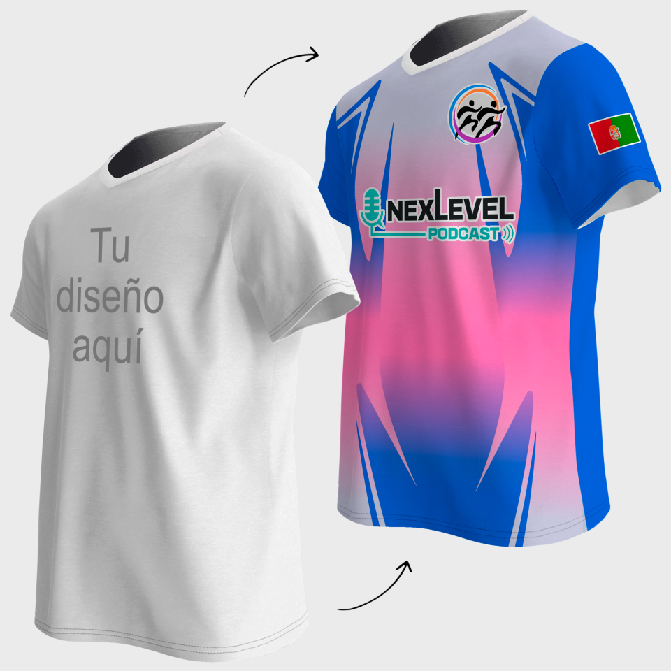 Camiseta para eventos cuello pico 100% fullprint personalizada