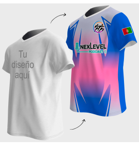 Camiseta para eventos cuello pico 100% fullprint personalizada