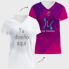 Camiseta para eventos cuello pico de mujer 100% fullprint personalizada