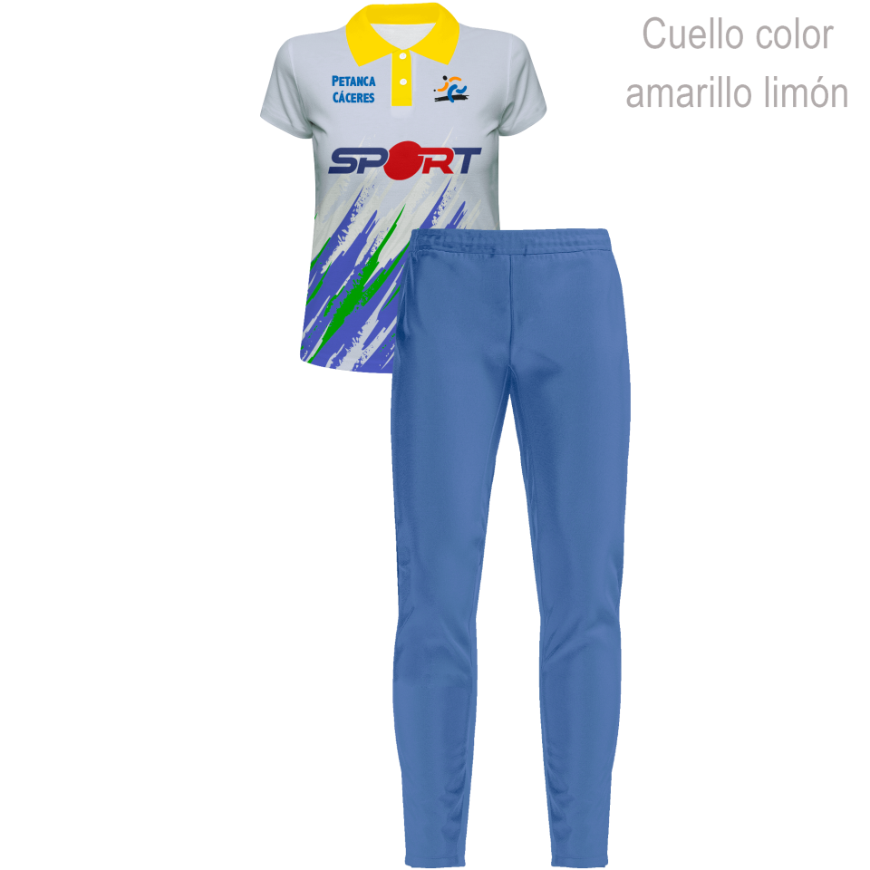 Conjunto petanca polo y pantalón largo de mujer 100% fullprint personalizado