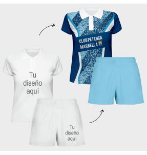 Conjunto petanca polo y pantalón corto de mujer 100% fullprint personalizado