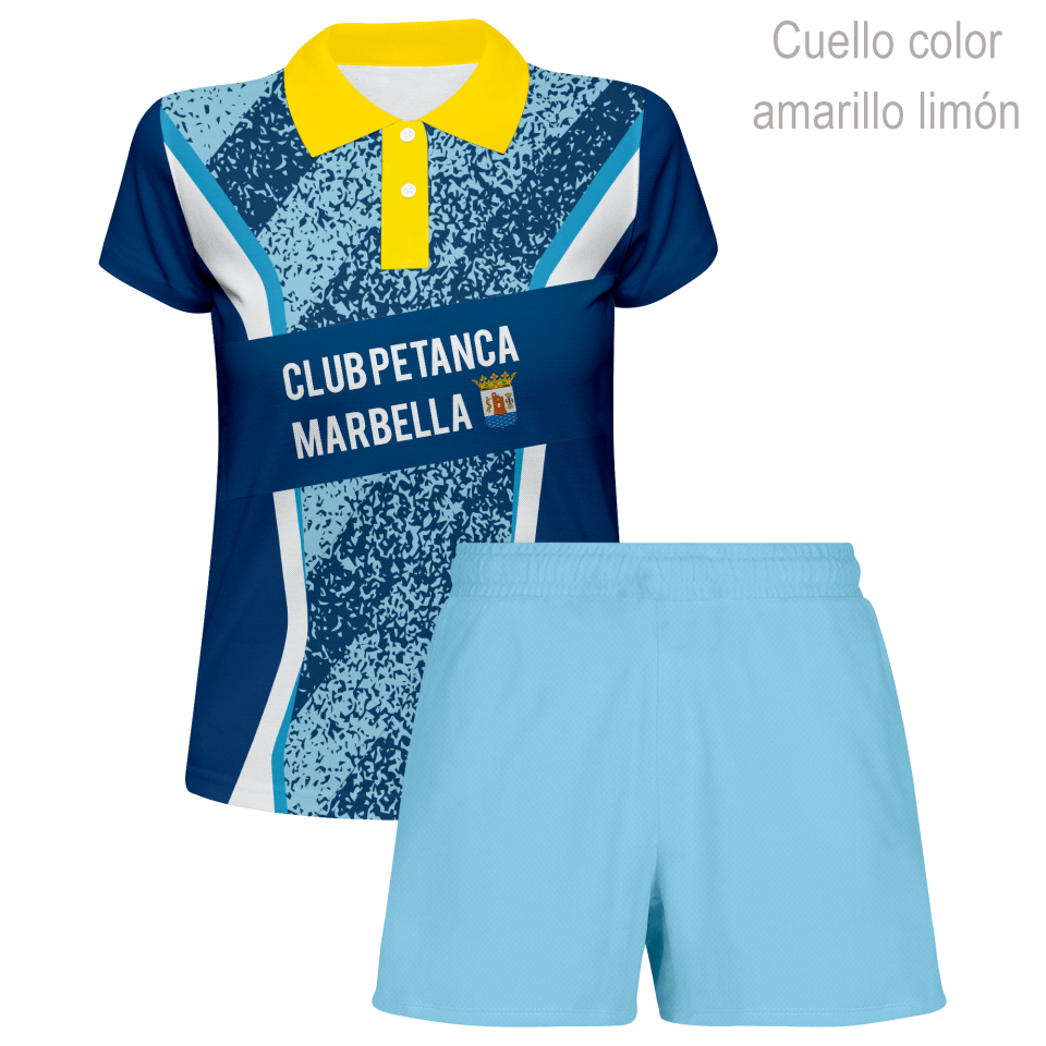 Conjunto petanca polo y pantalón corto de mujer 100% fullprint personalizado