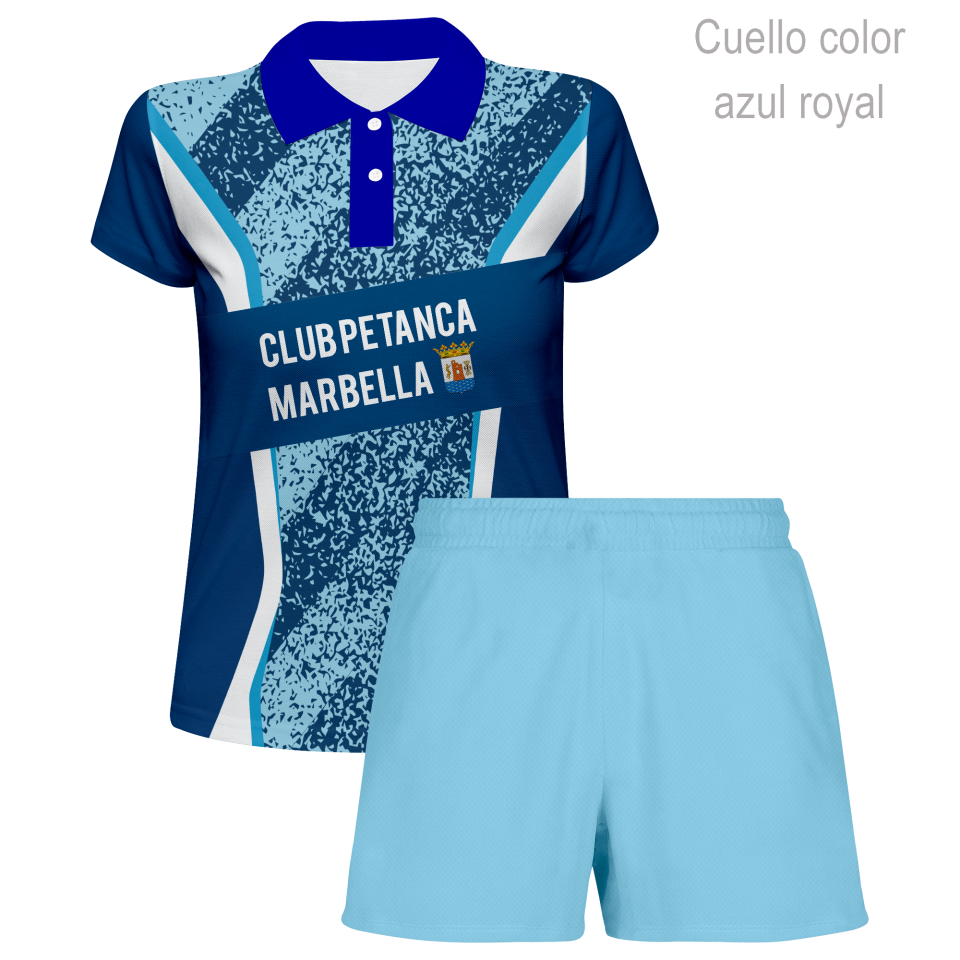 Conjunto petanca polo y pantalón corto de mujer 100% fullprint personalizado