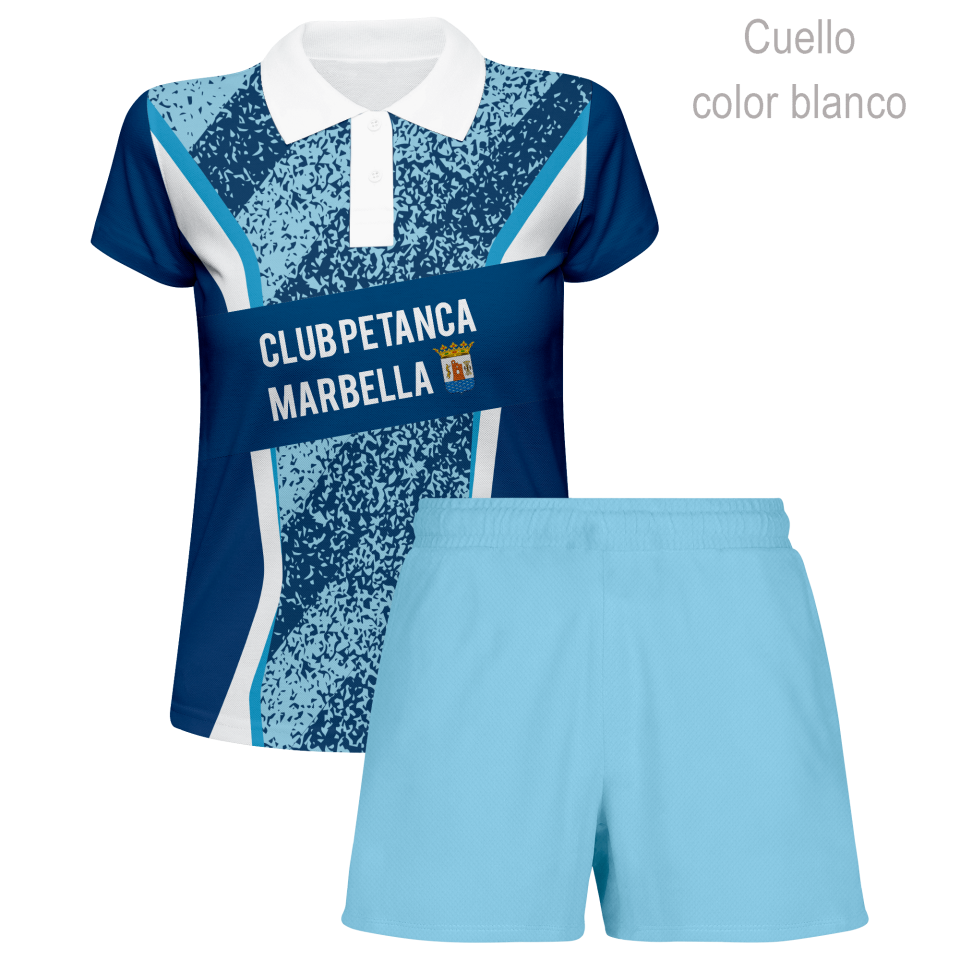 Conjunto petanca polo y pantalón corto de mujer 100% fullprint personalizado
