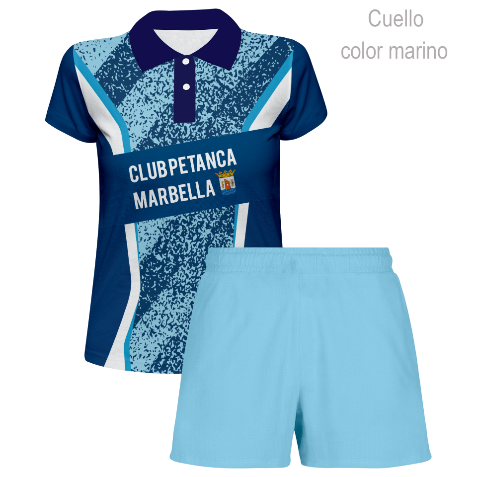 Conjunto petanca polo y pantalón corto de mujer 100% fullprint personalizado