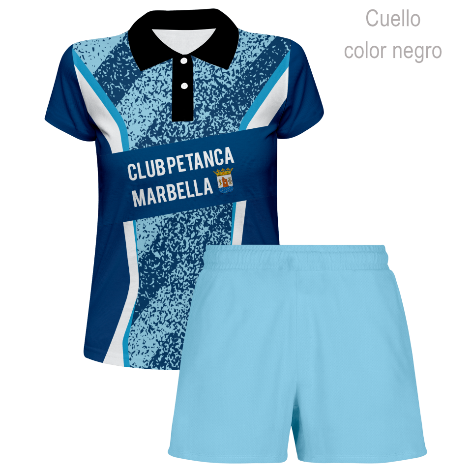 Conjunto petanca polo y pantalón corto de mujer 100% fullprint personalizado