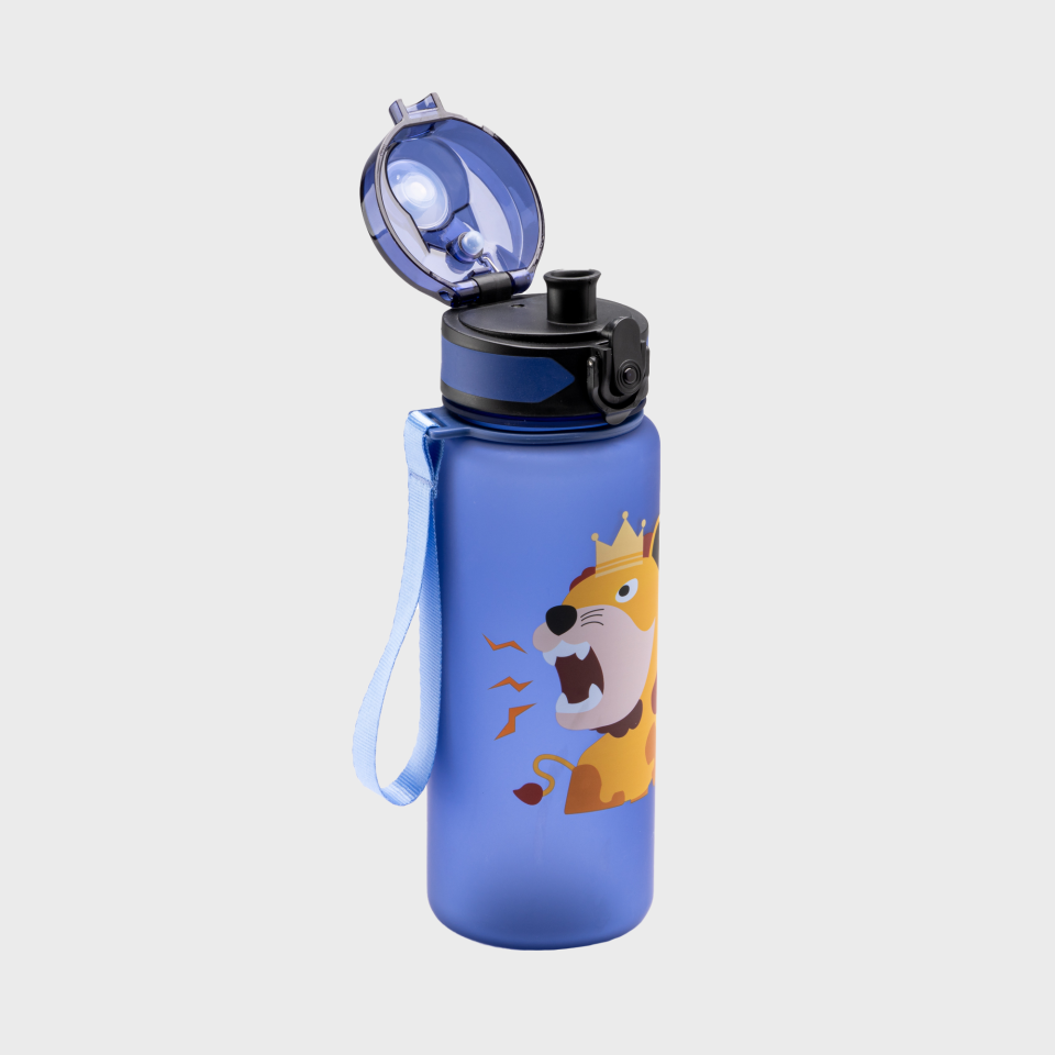 Botella infantil azul con león personalizada