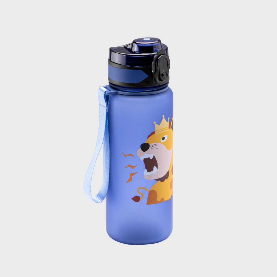 Botella infantil azul con león personalizada