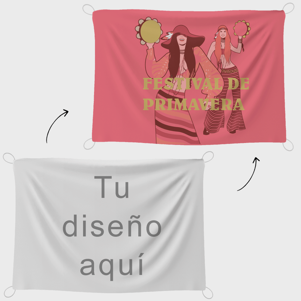 Bandera 145x100 cm con gomas personalizada