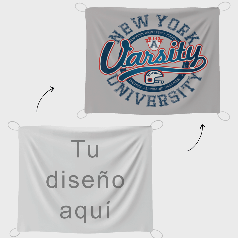 Bandera 115x150 cm con gomas personalizada