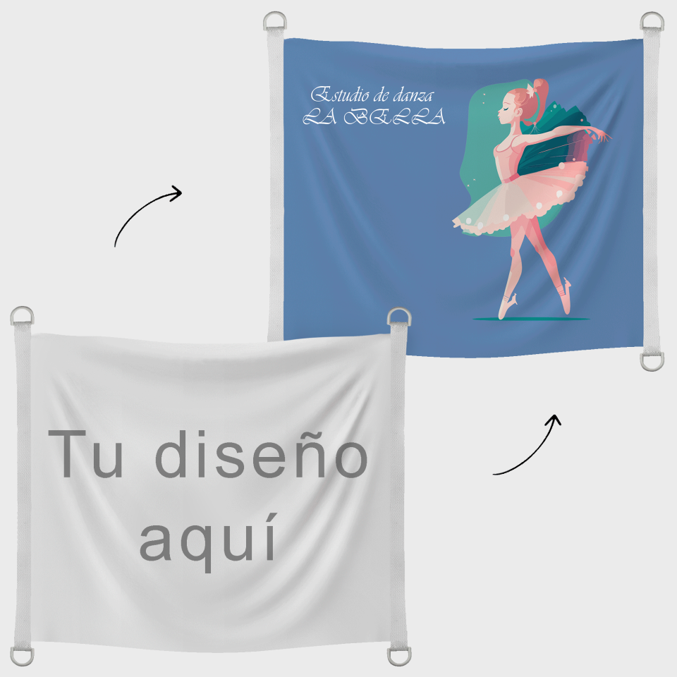 Bandera 120x100 cm con anillas y refuerzos personalizada