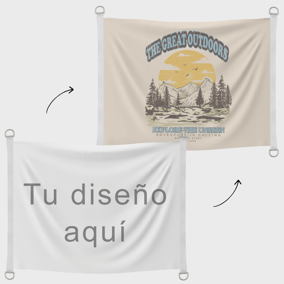 Bandera 100x75 cm con anillas y refuerzo personalizada