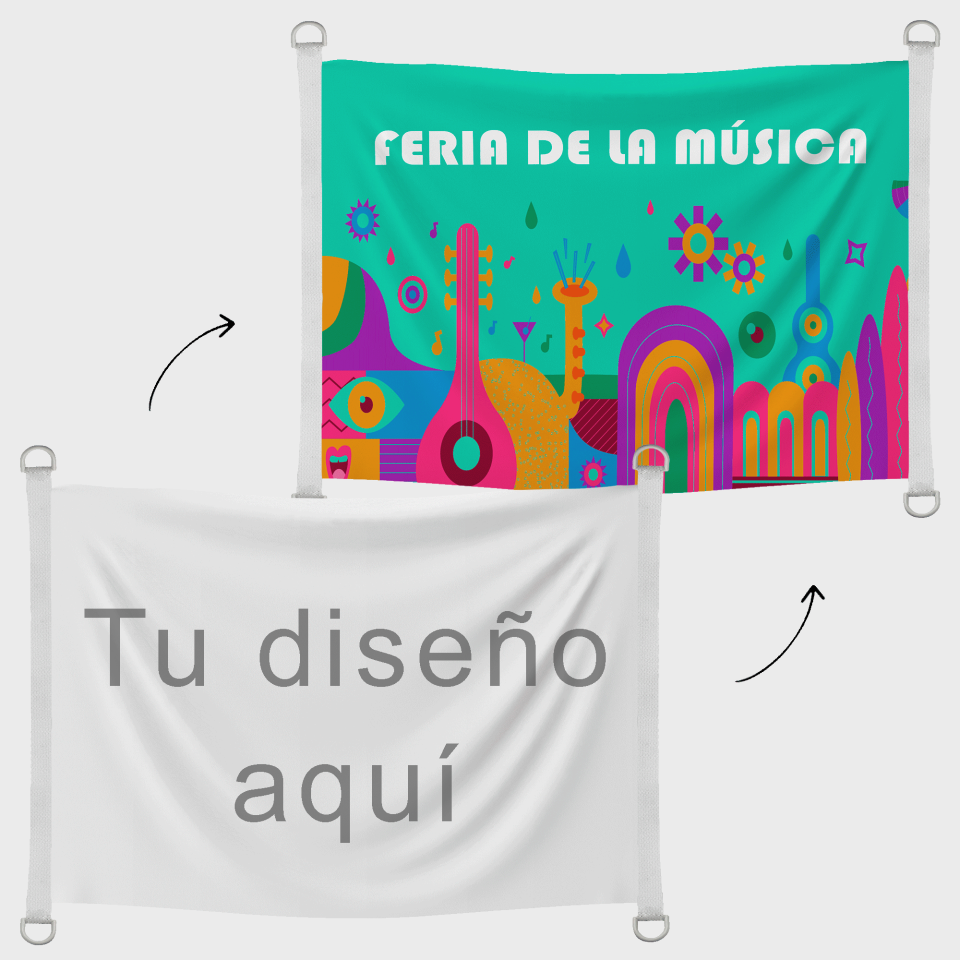 Bandera 150x100 cm con anillas y refuerzo personalizada