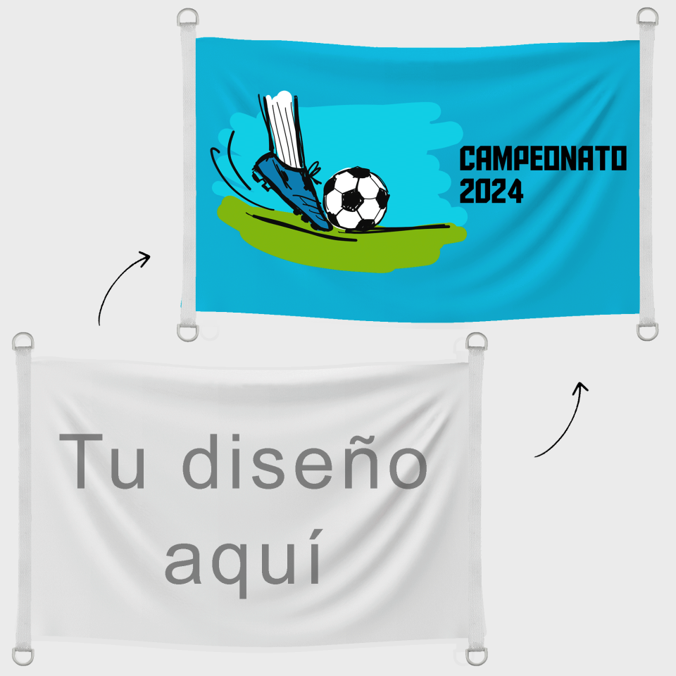 Bandera 120x70 cm con anillas y refuerzo personalizada