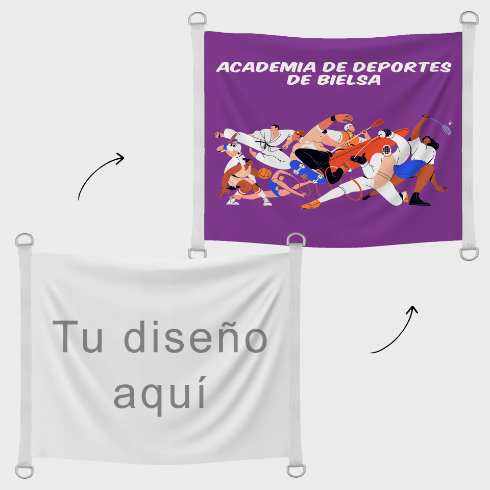 Bandera 115x150 cm con anillas y refuerzo personalizada