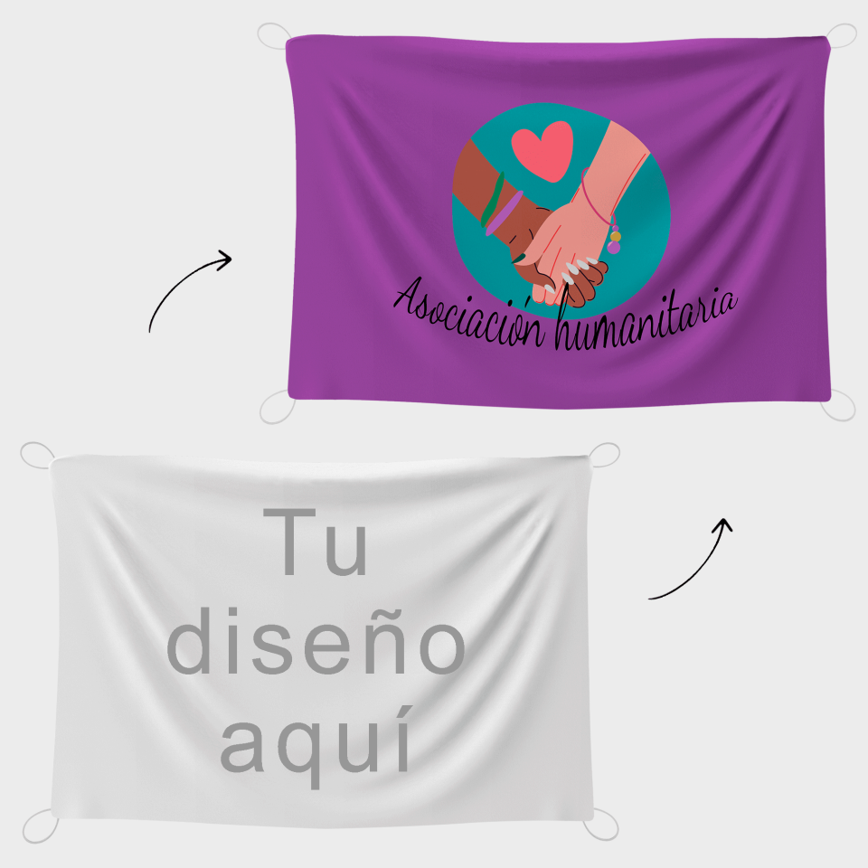 Bandera 100x150 cm con gomas personalizada