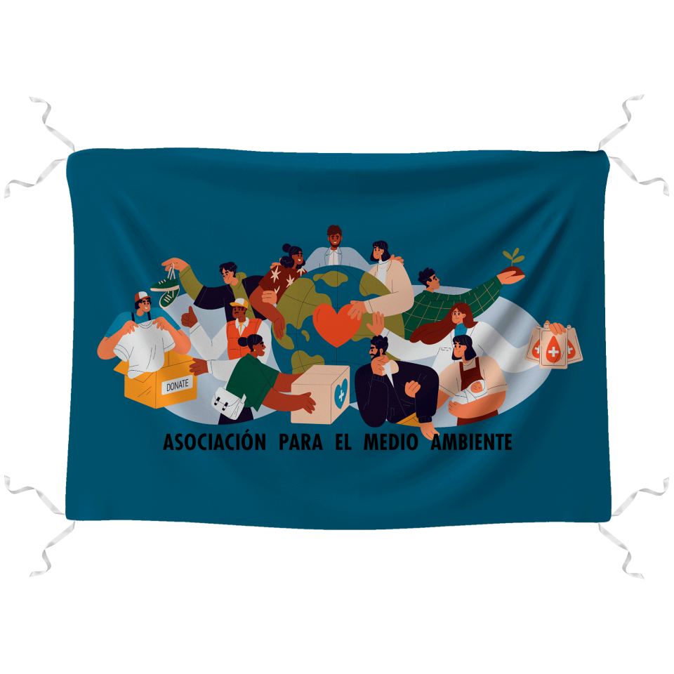 Bandera 145x100 cm con tiras personalizada