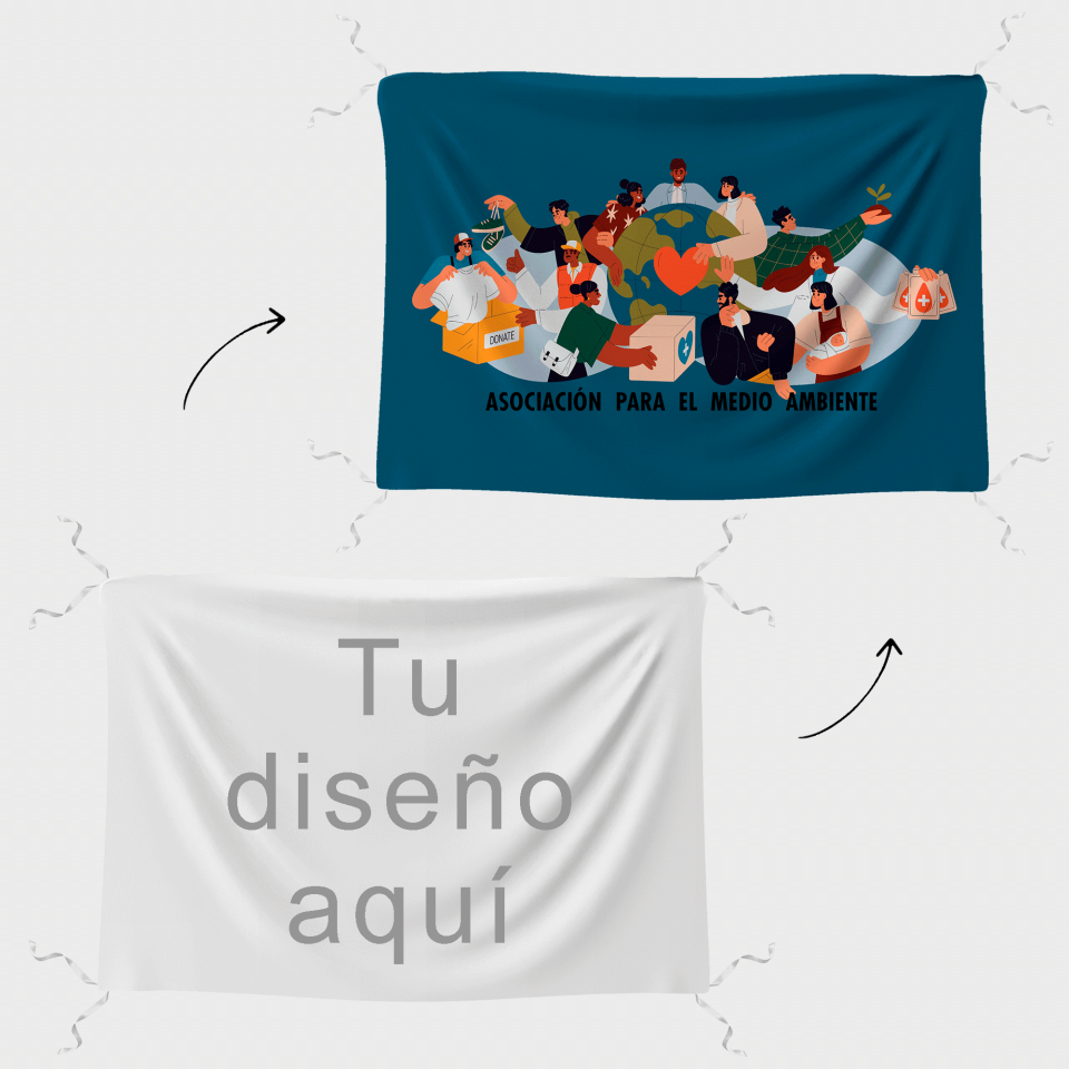 Bandera 145x100 cm con tiras personalizada