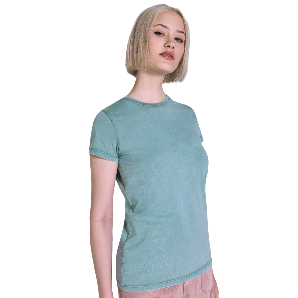 Camiseta de mujer con acabado lavado ácido personalizada