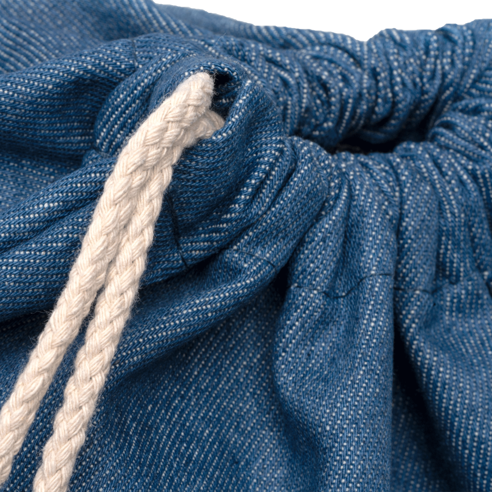 Mochila de cuerdas de tejido vaquero personalizada