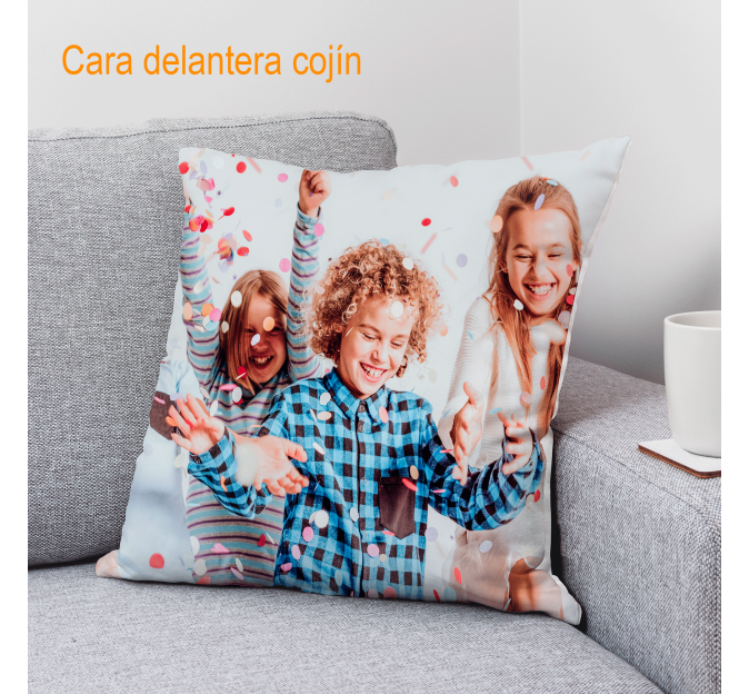 Cojín cuadrado 40x40cm personalizado por delante