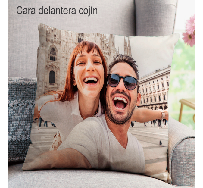 Cojín cuadrado 50x50cm personalizado por delante