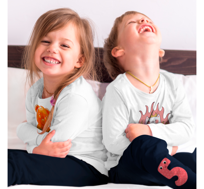 Conjunto pijama manga larga infantil personalizado