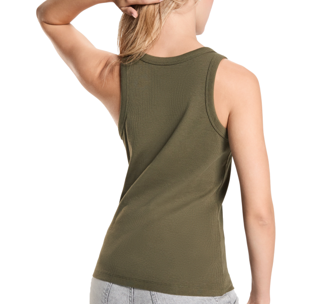 Camiseta sin mangas en punto canalé de mujer personalizada