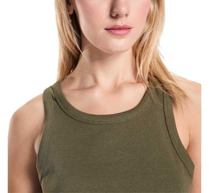 Camiseta sin mangas en punto canalé de mujer personalizada