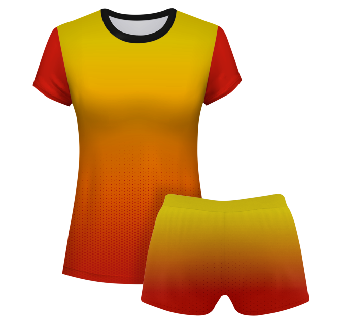 Conjunto voley mujer manga corta sublimado modelo degradado