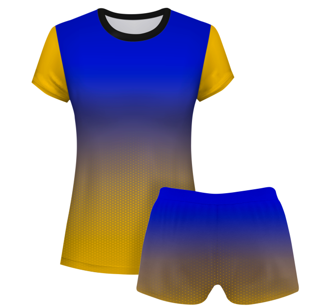 Conjunto voley mujer manga corta sublimado modelo degradado