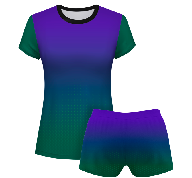 Conjunto voley mujer manga corta sublimado modelo degradado