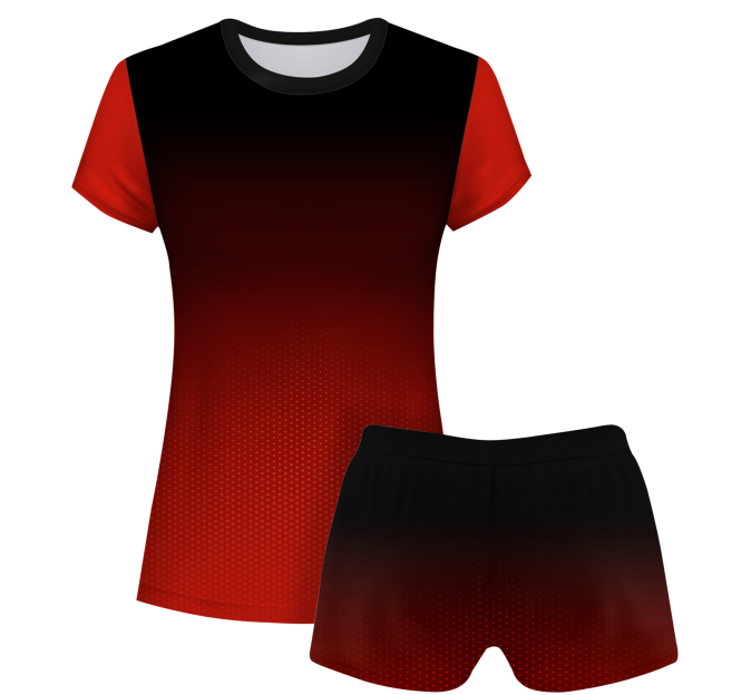 Conjunto voley mujer manga corta sublimado modelo degradado
