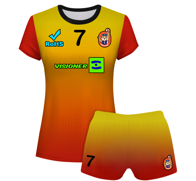 Conjunto voley mujer manga corta sublimado modelo degradado