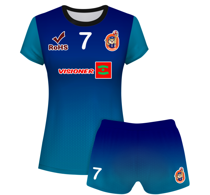 Conjunto voley mujer manga corta sublimado modelo degradado