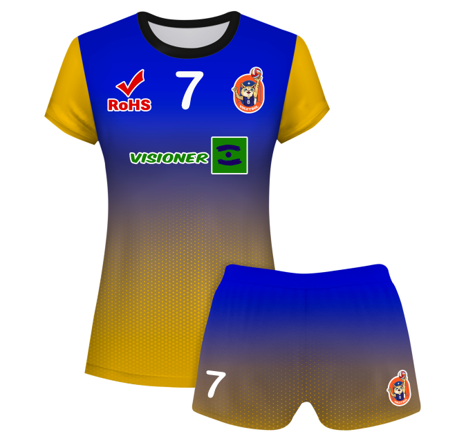Conjunto voley mujer manga corta sublimado modelo degradado