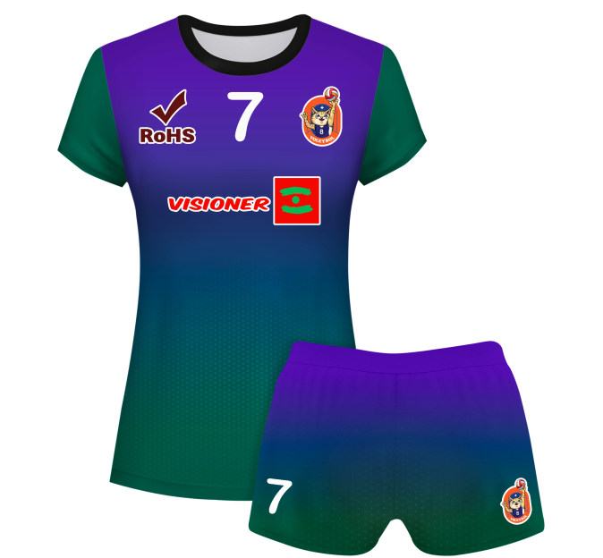 Conjunto voley mujer manga corta sublimado modelo degradado