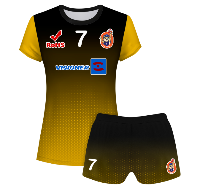 Conjunto voley mujer manga corta sublimado modelo degradado