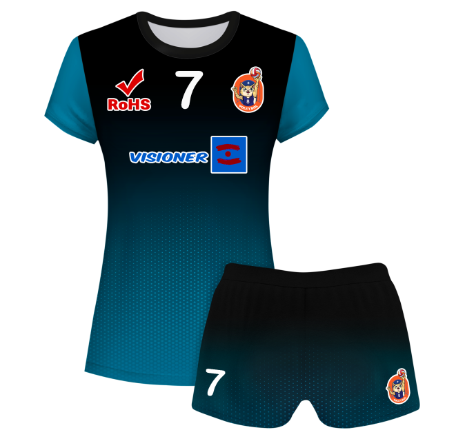 Conjunto voley mujer manga corta sublimado modelo degradado