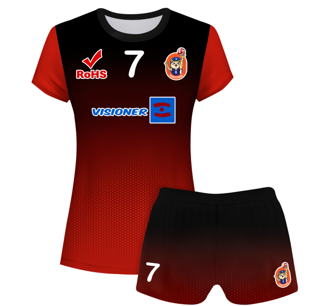 Conjunto voley mujer manga corta sublimado modelo degradado