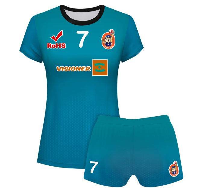 Conjunto voley mujer manga corta sublimado modelo degradado