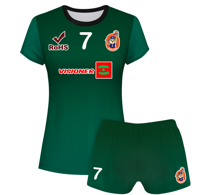 Conjunto voley mujer manga corta sublimado modelo degradado