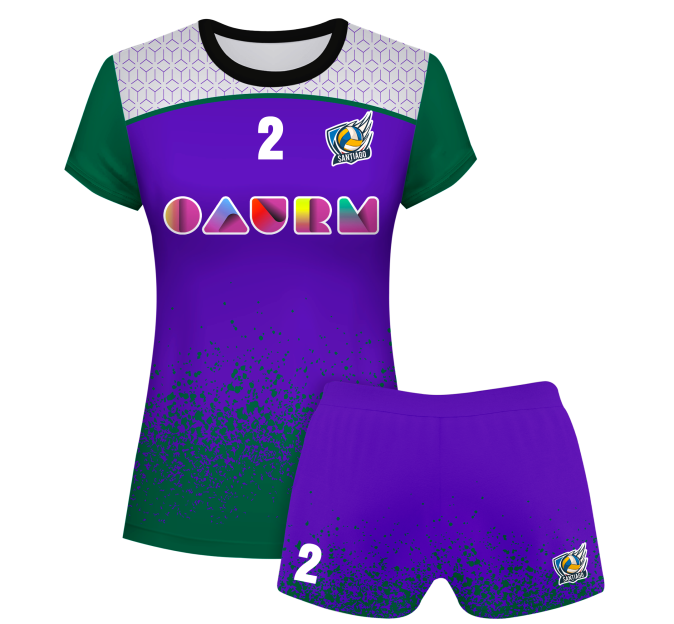 Conjunto voley mujer manga corta sublimado modelo corte