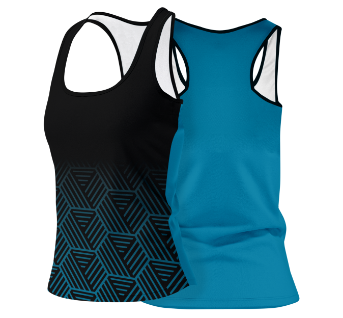 Camiseta pádel mujer tirantes sublimada modelo hexágono